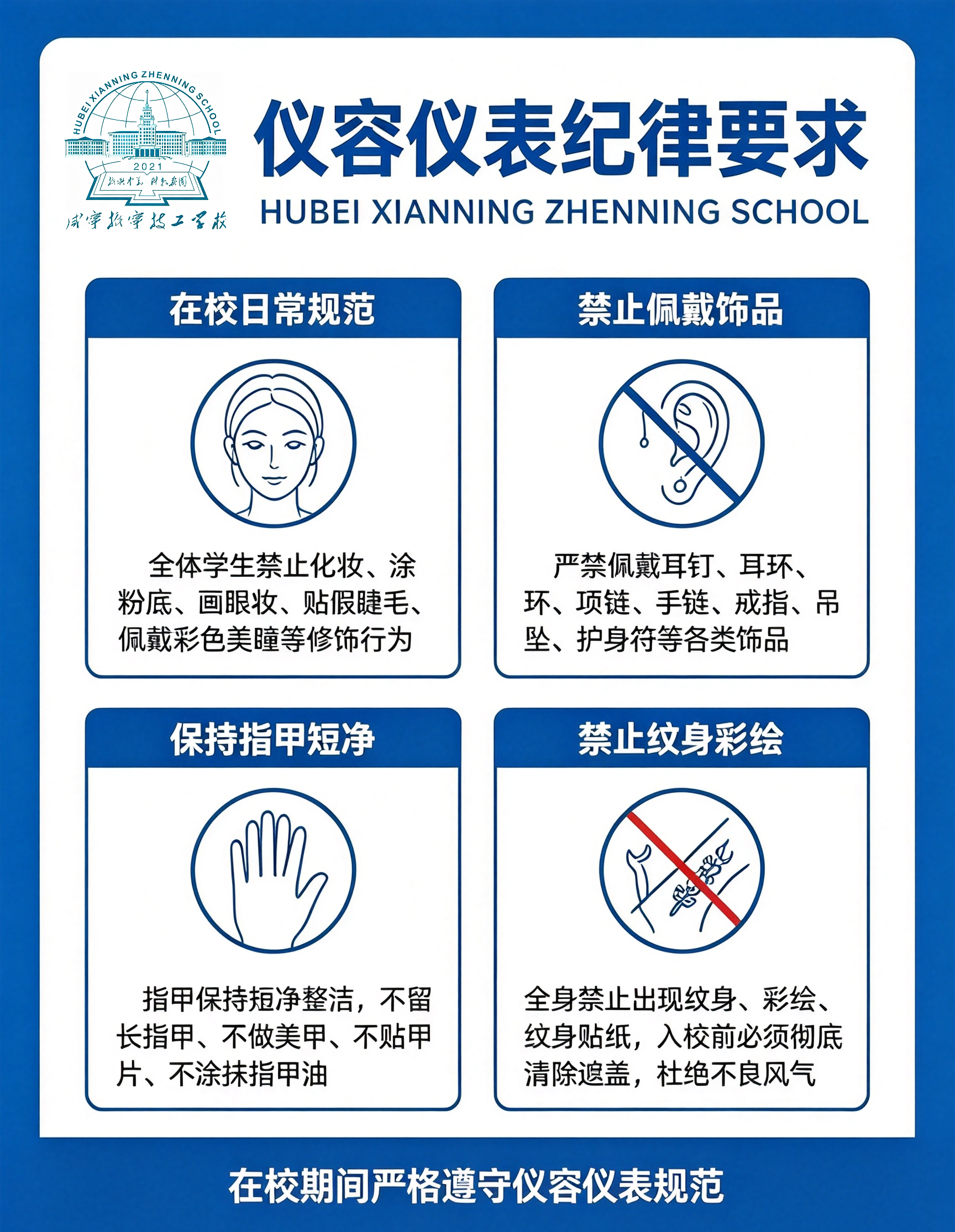正仪容 展新风｜咸宁振宁技工学校新学期仪容仪表规范指南(图3)
